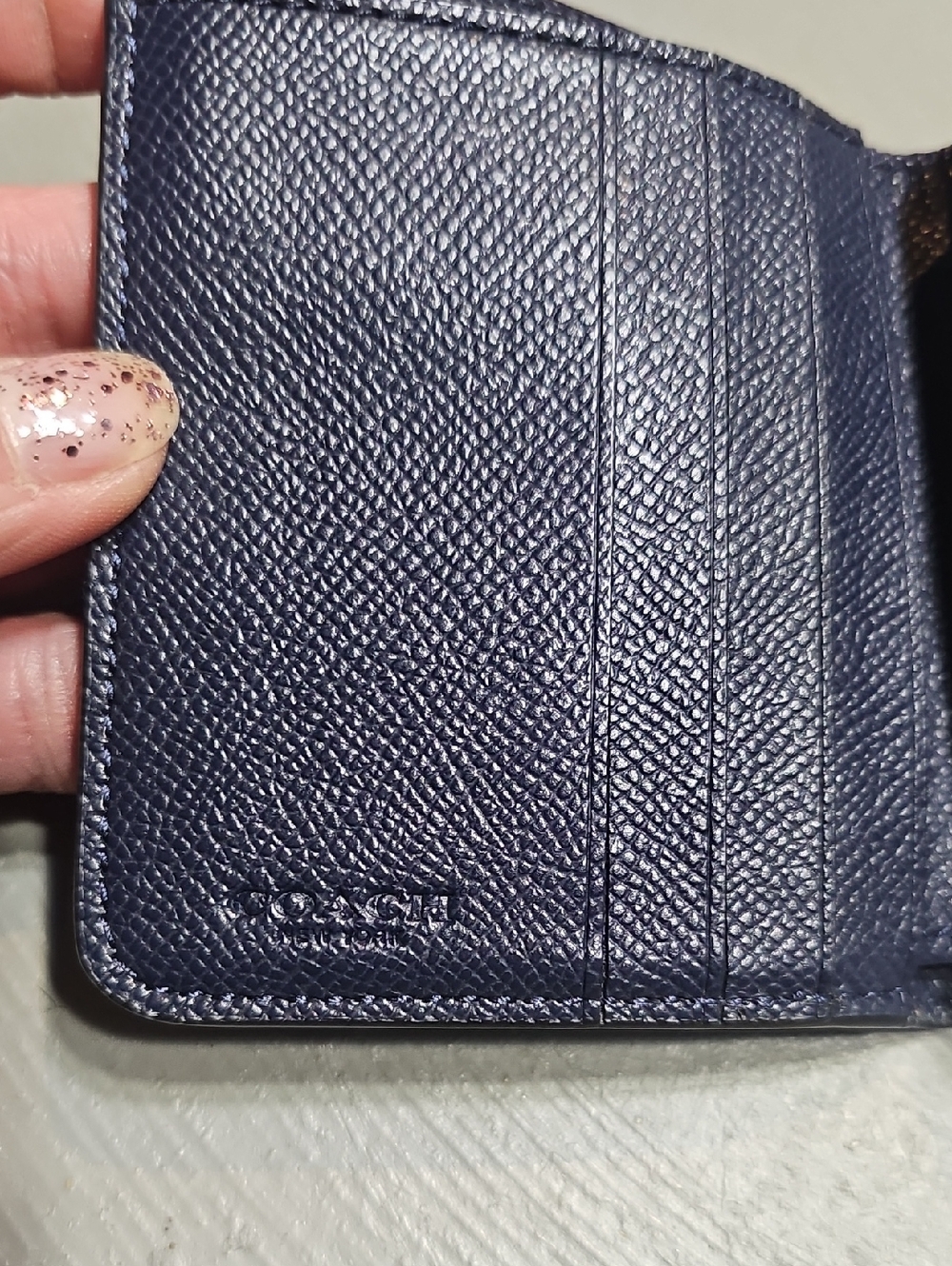 Coach Essential Mini Trifold Wallet In Colorblock Blue - Picture 10 of 11